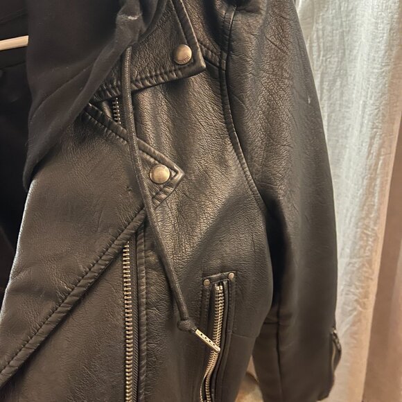 BLANK NYC Vegan Leather bomber jacket - Black Wmn's LG - Picture 3 of 7